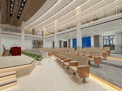 现代新中式报告厅 会议厅 报告厅 舞台