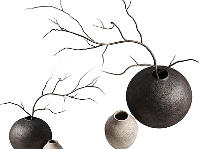 现代新中式花艺 花艺摆件 花瓶 干支 茶几摆件