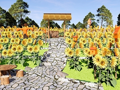 现代乡村公园 向日葵公园景观 美丽乡村农场公园 亲子研学基地 旅游打卡拍照点 向日葵梯田花田