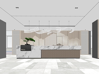 现代新中式酒店大堂 酒店休息区 酒店大堂 前台办公 办公大堂 民宿大堂