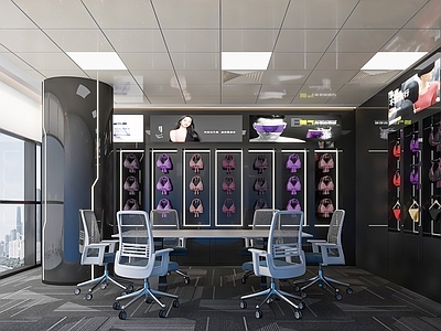 现代服装店 内衣店 样板间 展示柜