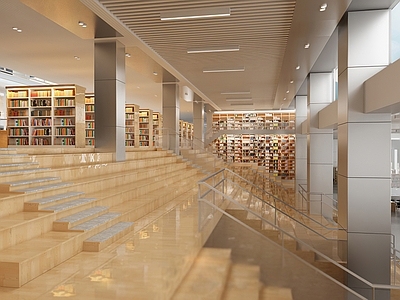 现代原木图书馆 阅览室 图书馆 书 书店