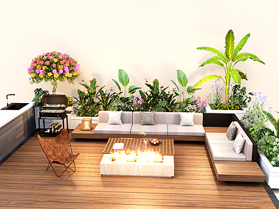 现代景观座椅 现代花池植物花箱 户外沙发 操作台 烧烤架 植物堆