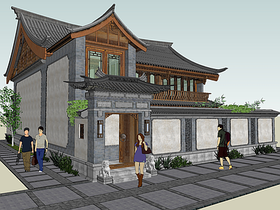 中式古建筑 古建筑 古建风格别墅 古建民居 别墅建筑设计