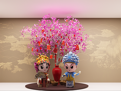 中式艺术装置 国风戏剧场景 戏剧雕塑