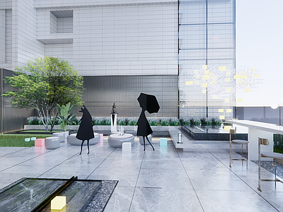 现代轻奢屋顶花园 办公庭院 景观中庭 屋顶花园