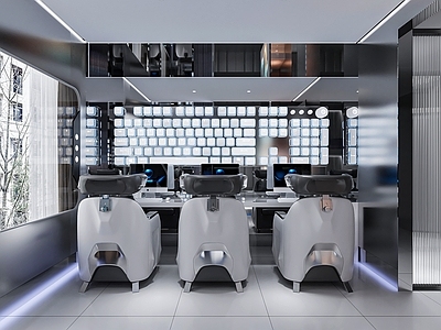 现代网吧 电竞酒店 电竞客房 电竞三人间