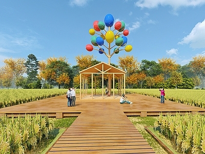 现代其他小品 稻田景观节点 网红打卡点