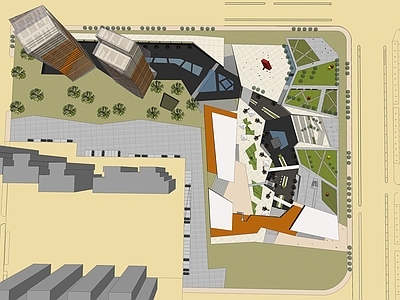 现代极简商业景观 示范区景观 商业景观 城市公园 下沉广场 景观公园