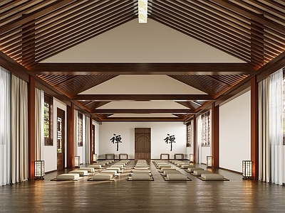 新中式中式宗教文化 佛堂 寺庙 斜顶