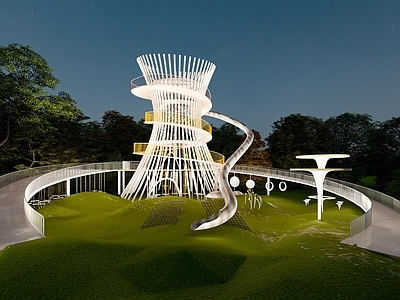 现代儿童游乐区 塔形儿童乐园