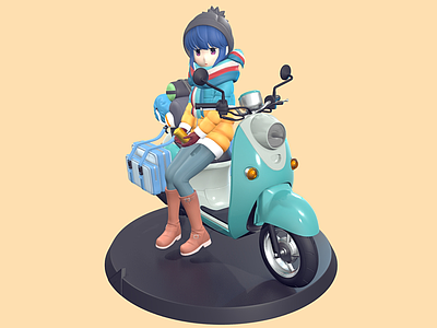 虚拟人物 小型摩托车 电动车 卡通踏板车 动漫女孩 漫画少女