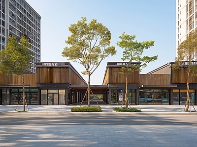 现代街道外景 商业街外景 街道日景 人行道 道路