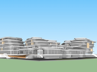 现代其他商业建筑 商业综合体 公寓 滨水商业街