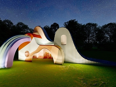 现代儿童游乐区 大象滑梯