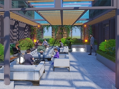 现代简约屋顶花园 屋顶花园