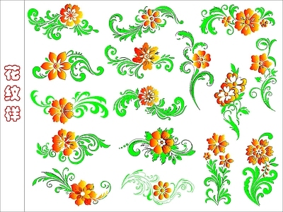 现代花 花纹样 施工图