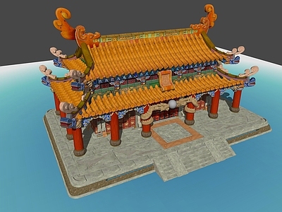 复古中古古建筑 皇宫主殿 场景建筑