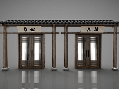 现代办公大厅 中式门头