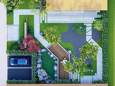 日式庭院 乡村庭院花园景观 枯山水园林 田园小院子 休闲花园景观 别墅庭院