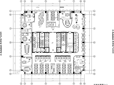 现代开放办公室 办公会所 共享办公室 开放办公室 平面图