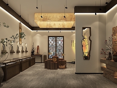 现代新中式博物馆 非遗文创店 古琴文创店