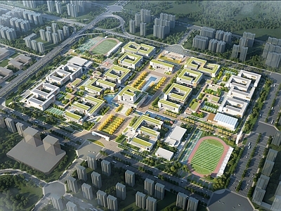 现代新中式学校建筑 学校规划 图书馆 教学楼 宿舍 体育馆