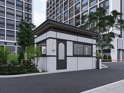 新中式简约其他公共建筑 现代新中式监控 门卫室 监控室 保安亭 值班室