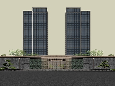 现代轻奢小区建筑 社区入口 小区出入口 单元大堂 豪宅门头 高层住宅