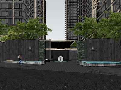 现代轻奢小区建筑 小区出入口 豪宅出入口 香港置地 社区大堂 景观入口