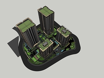 现代轻奢小区建筑 景观会客厅 豪宅景观 景观组团 豪宅会客厅 中央景观轴