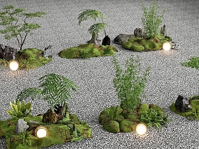 现代微地形 微地形 苔藓 庭院小品 庭院组团