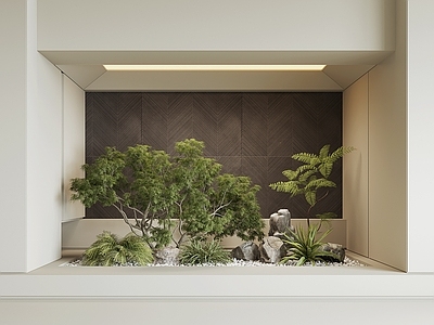 现代室内景观 楼梯景观 景观植物 室内景观 植物盆栽