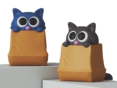 玩具 现代公仔 卡通猫咪 Q版猫 儿童玩具潮玩 盲盒摆设摆件