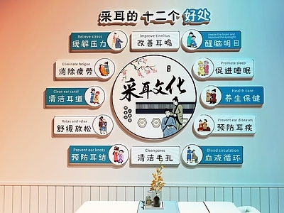 现代美容院 养生馆装饰画 采耳店文化墙 采耳店装饰画