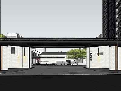 新中式中式小区建筑 绿都 京杭府 中式售楼处 小区出入口 新中式示范区 内庭院