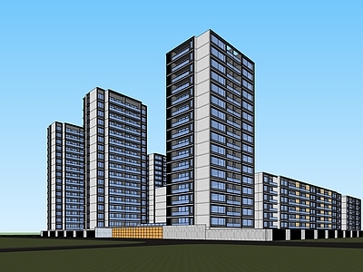 现代极简鸟瞰规划 住宅小区 绿城 豪宅 大平层 高层住宅