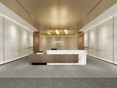 现代新中式其他办公区域 现代城市办公空间 接待室 会议室 接待大厅 走廊