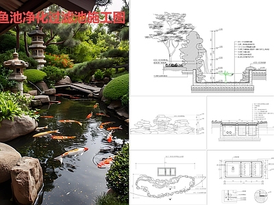 现代其他景观 景观鱼池 鱼池过滤池 施工图
