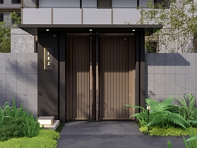 现代新中式其他景观小建筑 现代东方别墅入户