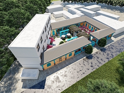 简欧北欧风格建筑 新疆庭院 院内烧烤 维吾尔 民族风 新疆餐饮