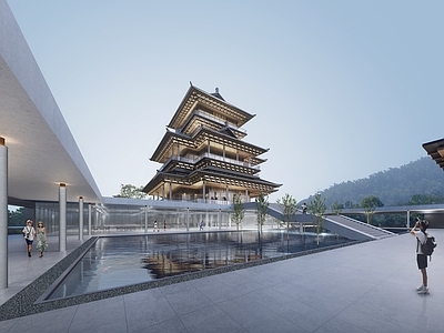 新中式中式古建筑 景观阁 景观塔 现代阁 孺子书房 阁
