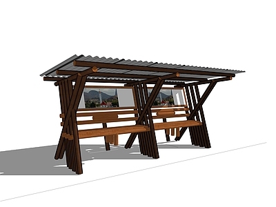 现代公交站台 户外座椅小品