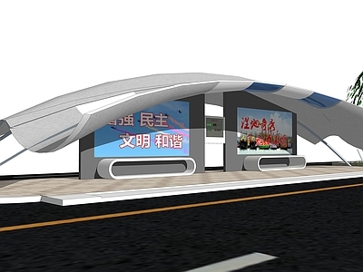 现代公交站台 公交车站台10