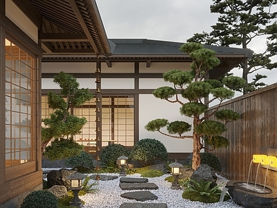新中式庭院 新中式庭院景观 枯山水景观 禅意庭院 景观石