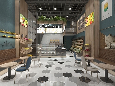 现代办公大厅 水果店店面店铺装修