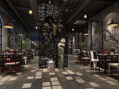 现代办公大厅 中式餐厅