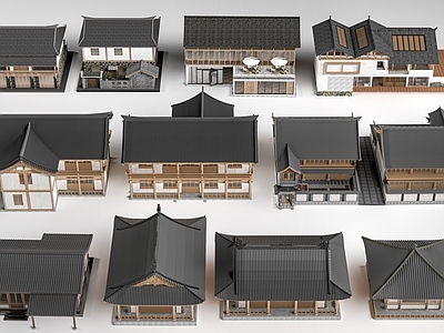现代其他景观小建筑 中式古建筑 民宿建筑 乡村民房 中式屋顶