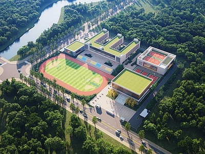 现代学校外观 学校小学中学