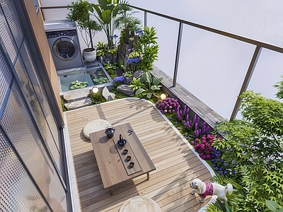 新中式屋顶花园 阳台 露台